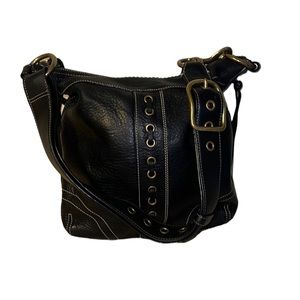 Authentic Vintage black Leather Coach crossbody /shoulder  Bag F-10399